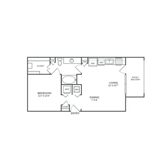 The Franklin at Samuels Ave Floor Plan 0 Bedroom 1 Bath R studio Bed 1 Bath 646 sqft