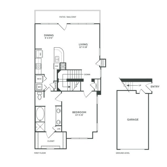 The Franklin at Samuels Ave Floor Plan 1 Bedroom 1 Bath TH R 1 Bed 1 Bath 997 sqft