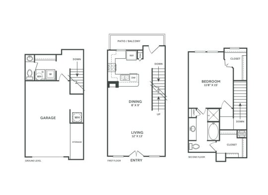 The Franklin at Samuels Ave Floor Plan 1 Bedroom 1.5 Bath TH R 1 Bed 1.5 Bath 1068 sqft