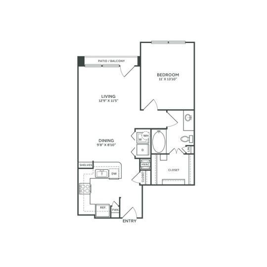 The Franklin at Samuels Ave Floor Plan 1 Bedroom 1 Bath 1 Bed 1 Bath 772 sqft