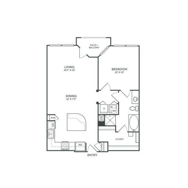 The Franklin at Samuels Ave Floor Plan 1 Bedroom 1 Bath R 1 Bed 1 Bath 867 sqft