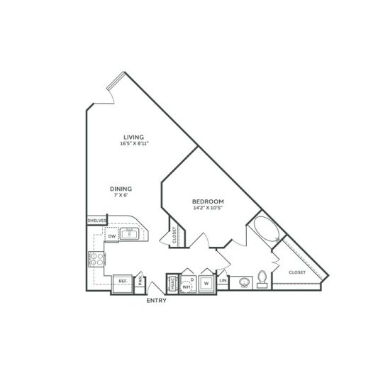 The Franklin at Samuels Ave Floor Plan 0 Bedroom 1 Bath studio Bed 1 Bath 817 sqft