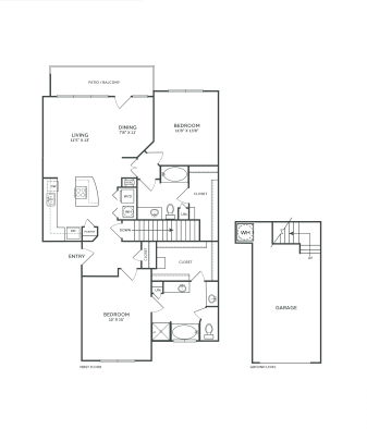 floor plan for the two bedroom apartment at The  Franklin at Samuels Ave